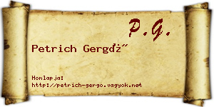 Petrich Gergő névjegykártya